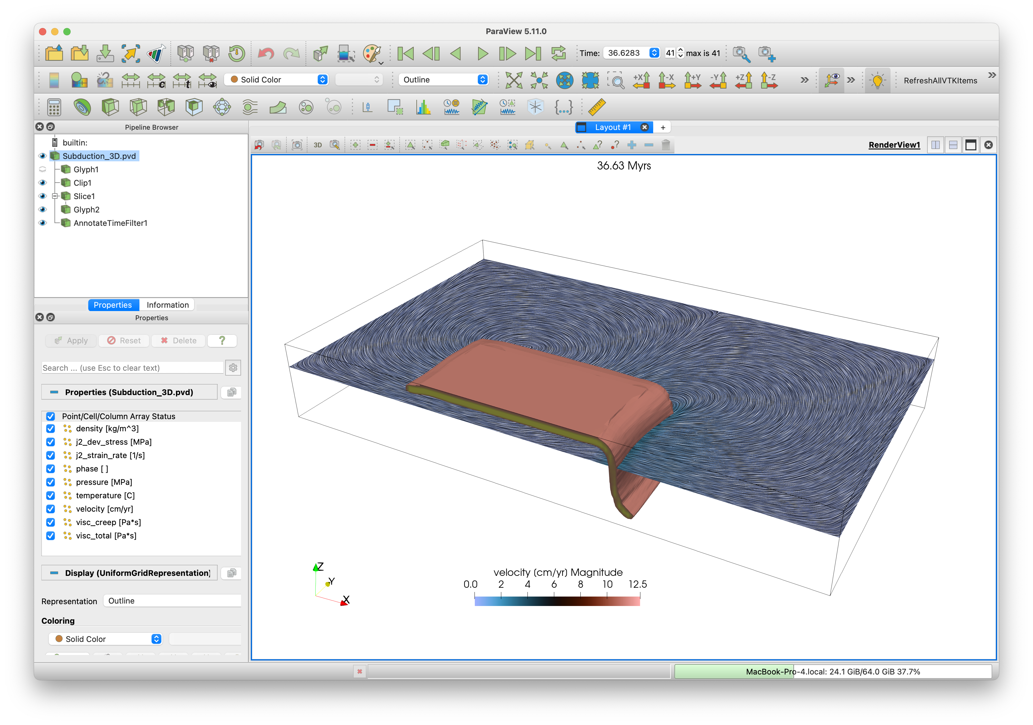 3D subduction paraview